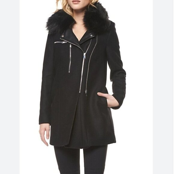 Zara Wool Blend Moto Double Zip Coat Jacket Black Size XS - Picture 3 of 10